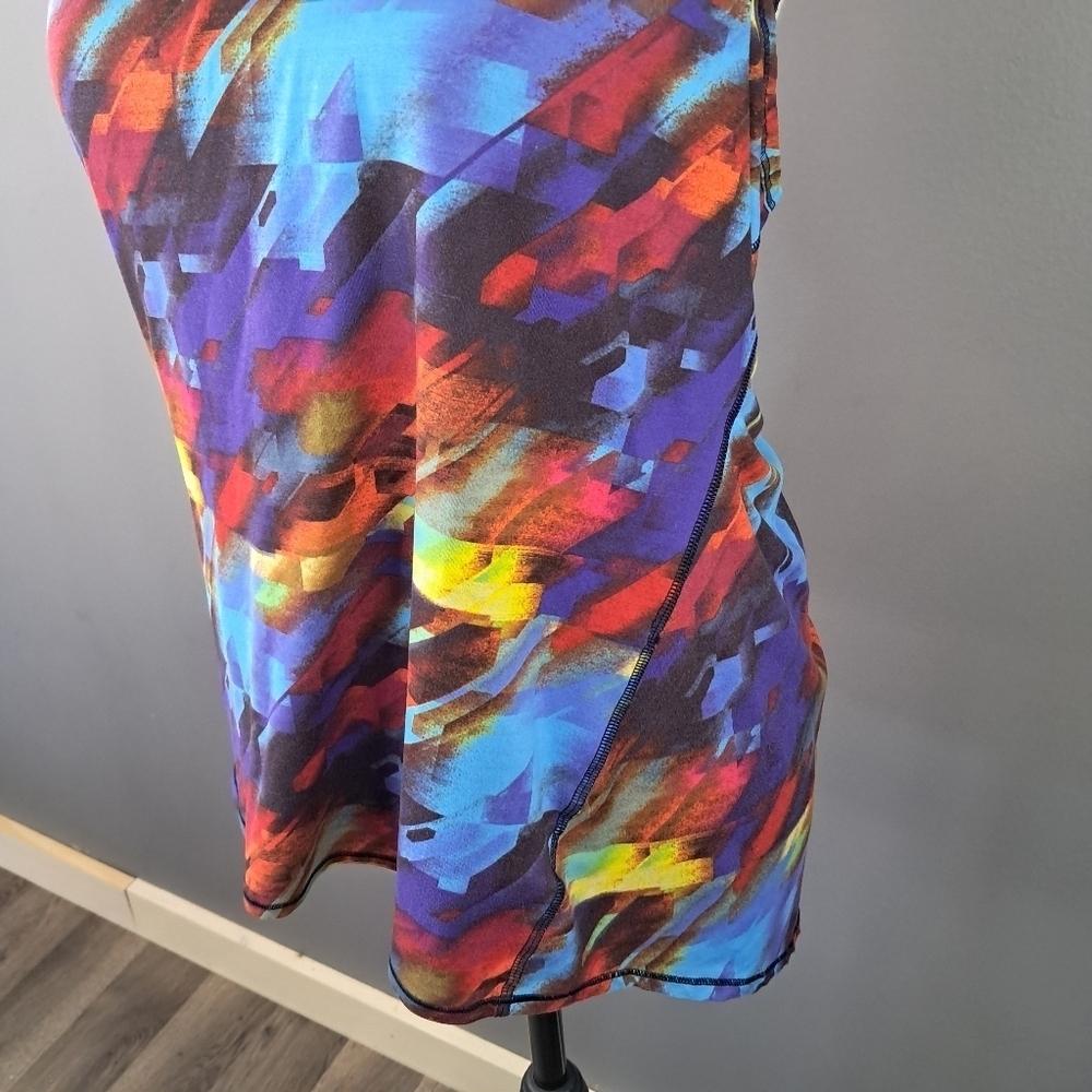 Athleta Chi Tank Top Womens Size Medium Multi Stripe Racerback Colorburst - Picture 4 of 8